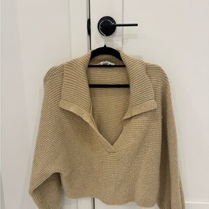 Cozy quarter zip Tan knit Sweater